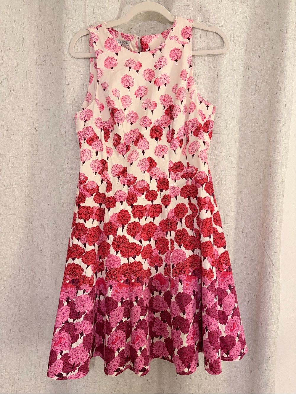 Maggy London Red and Pink Carnation Floral Fit and Flare dress, size 8